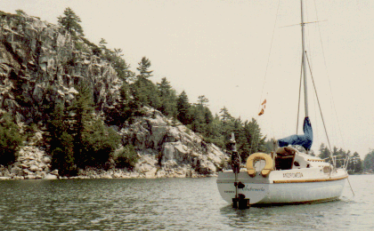 Pandora anchored in beautiful Baie Finn